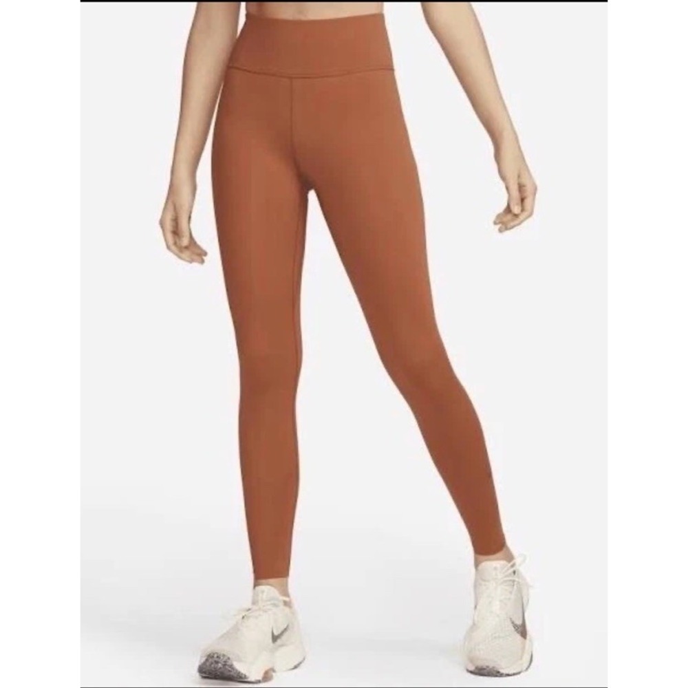 Nike‎ One Luxe Leggings Women's L Rust Burnt Orange Mid Rise Yoga Pants